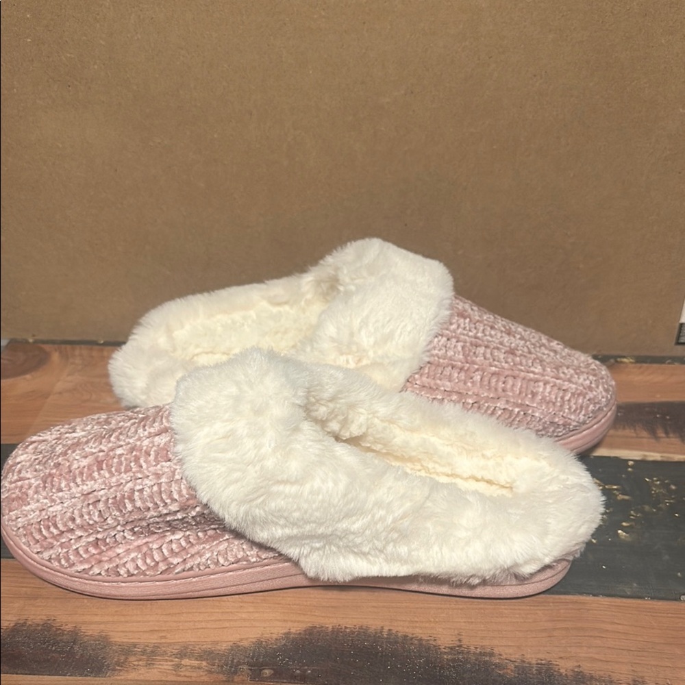 Pink and White Cozy Knitted Slippers